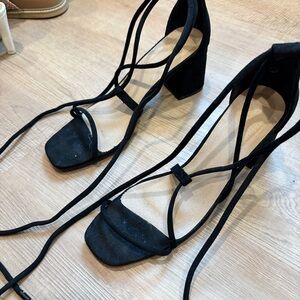 PrettyLittleThing Black Strappy Block Heels